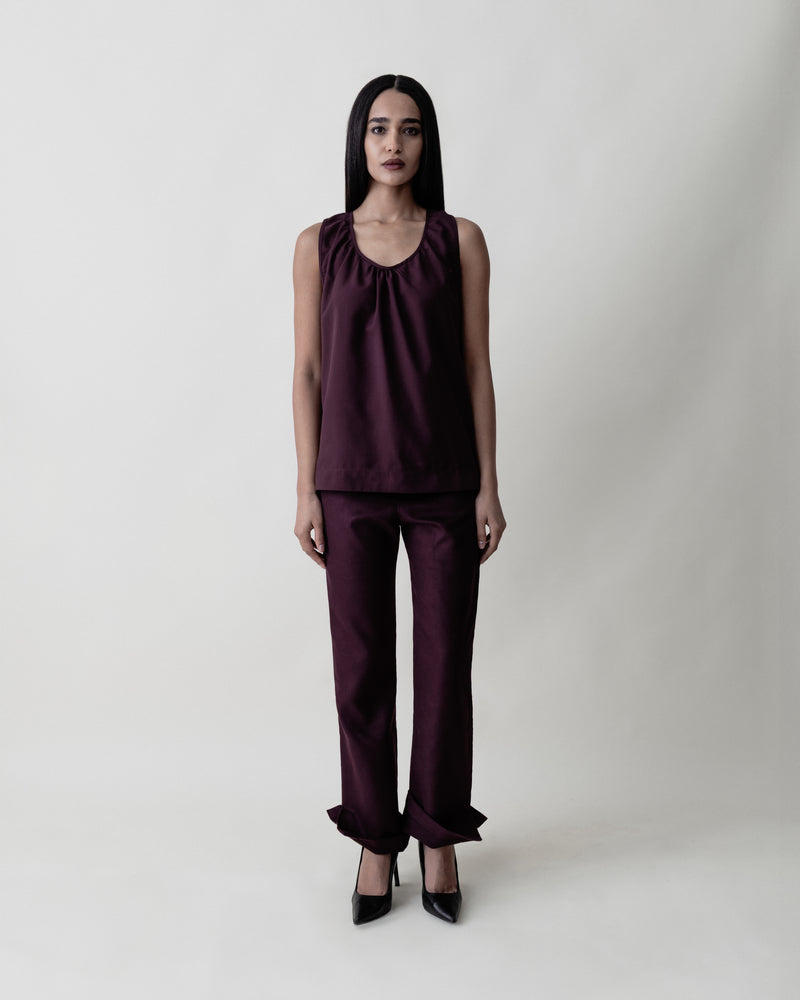 Gathered Tank Top - Aubergine