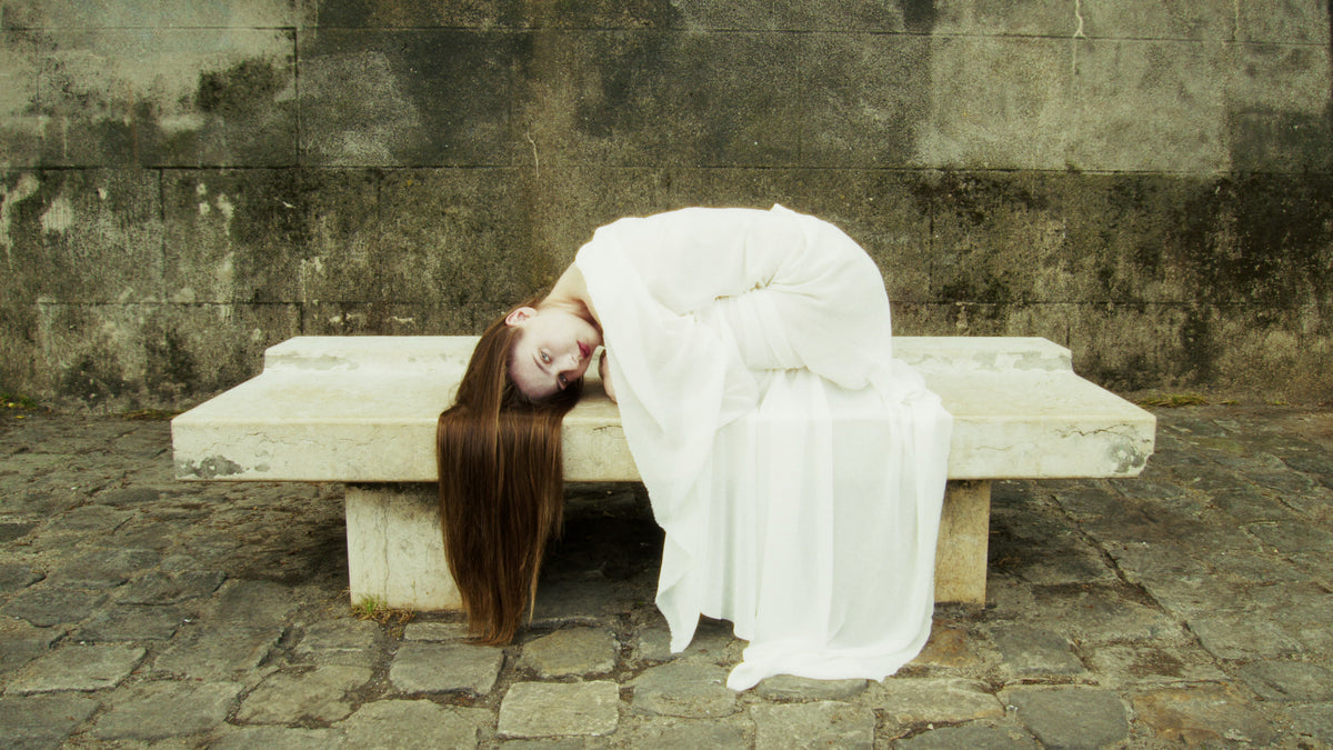 Adelina Bernard pre-campaign Like the Peeling of a Pomegranate figure in white draped fabric