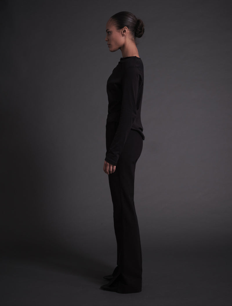 Draped Longsleeve Top Black