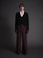 Pleated Wide Trouser Aubergine