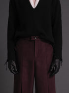 Pleated Wide Trouser Aubergine
