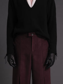 Pleated Wide Trouser Aubergine