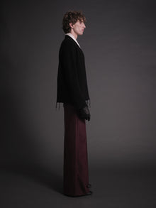 Pleated Wide Trouser Aubergine
