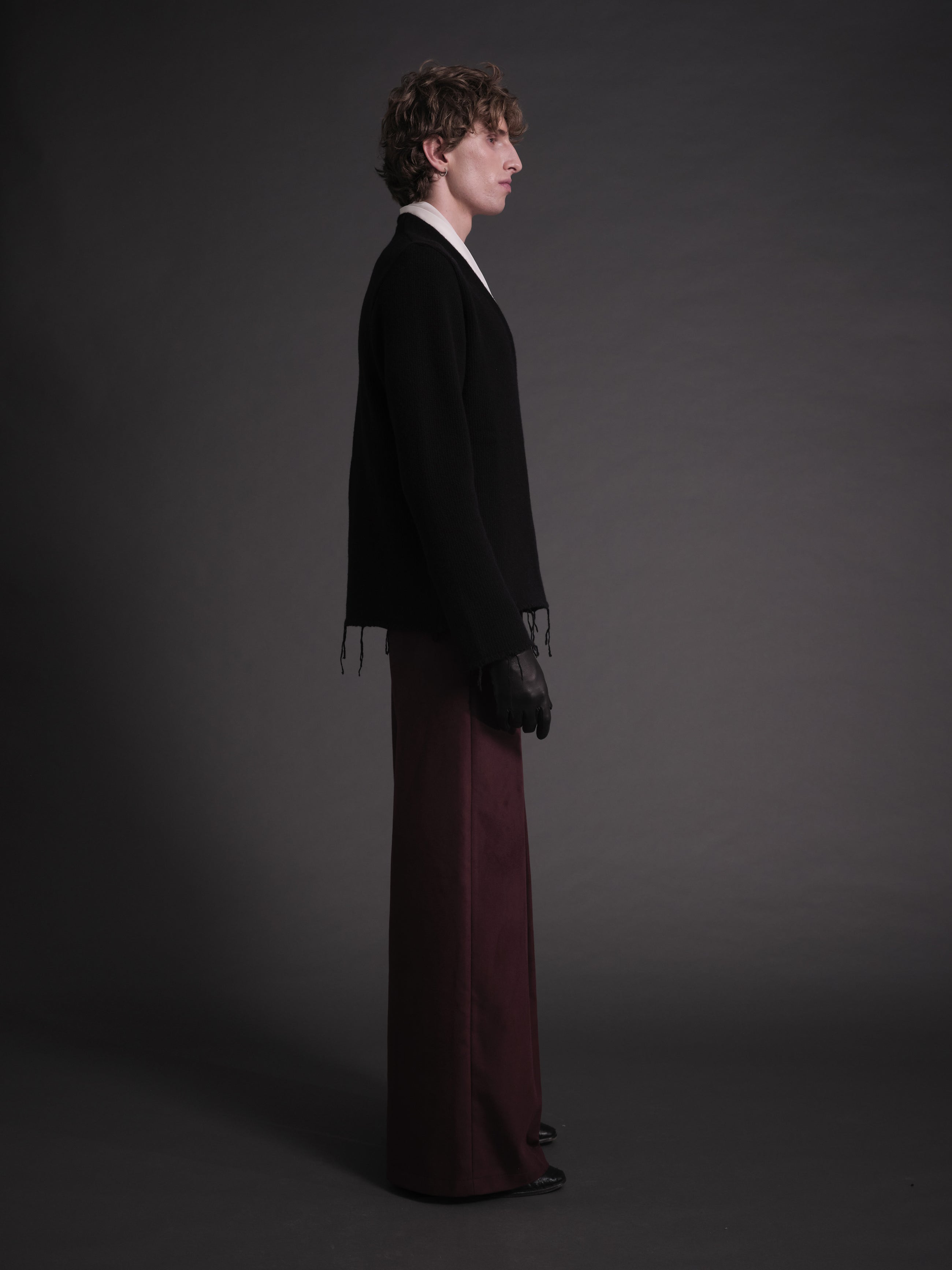 Pleated Wide Trouser Aubergine