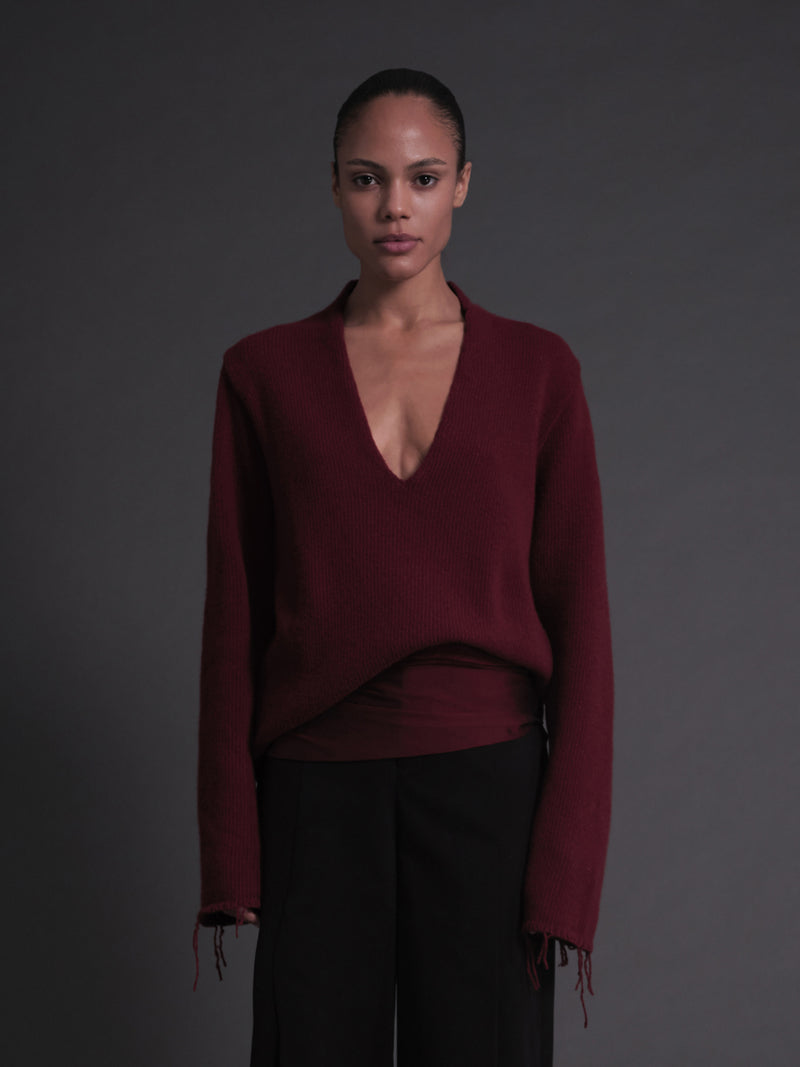 V-Neck Sweater Red